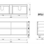Pacific free standing vanity 1500mm drawing