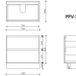 Pacific free standing vanity 750mm drawing